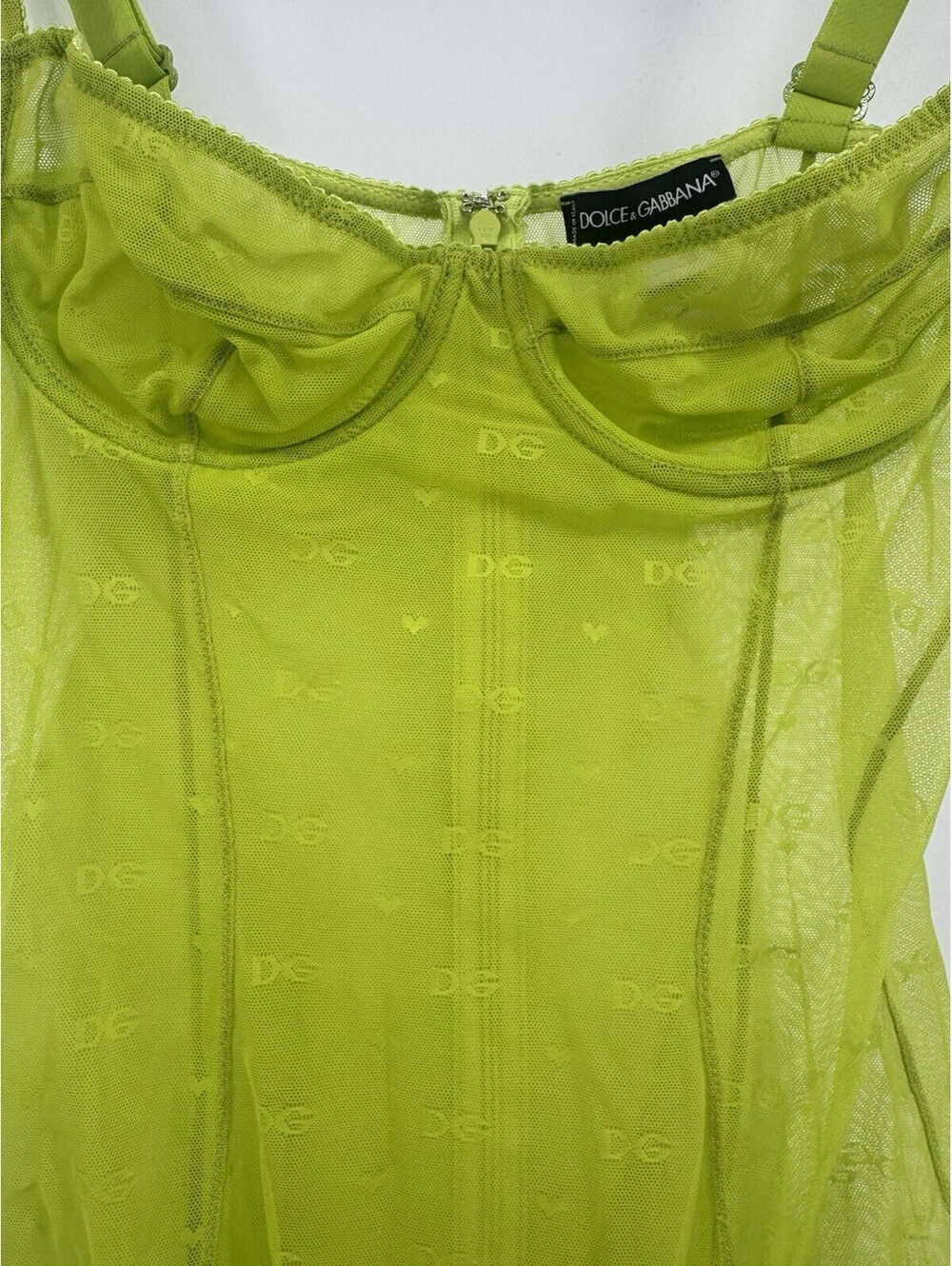 DOLCE & GABBANA Tulle Balconette Bodysuit Size Small
